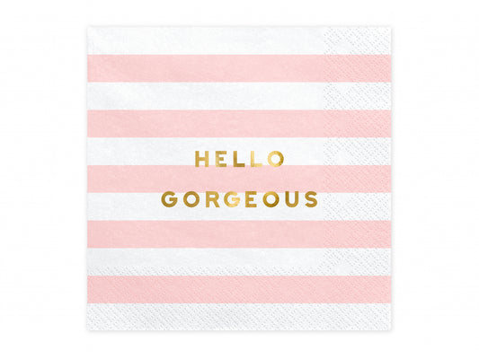 Set 20 servetele Yummy - Hello Gorgeous, roz deschis, 33x33cm
