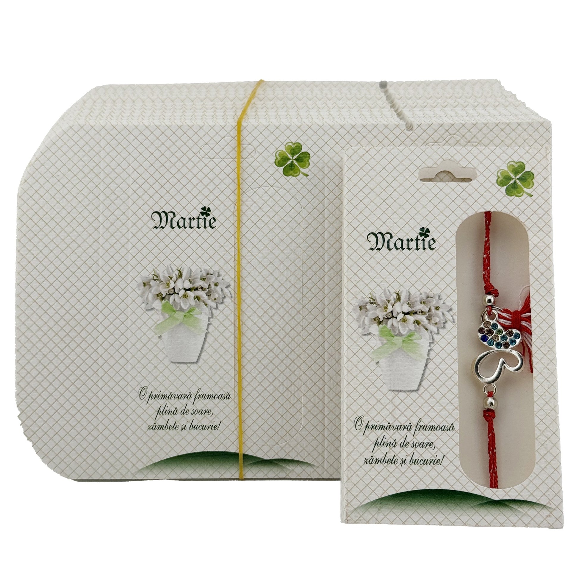 Ambalaje pentru Bratara Martisoare, Klevo, Set 200 Bucati, Cutii Brosa, Model Flori, Crem