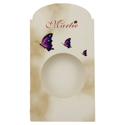 Ambalaje de Carton pentru Martisoare, Klevo, Set 200 Bucati, Cutii Brosa, Model Fluturi Mov, Alb/Crem