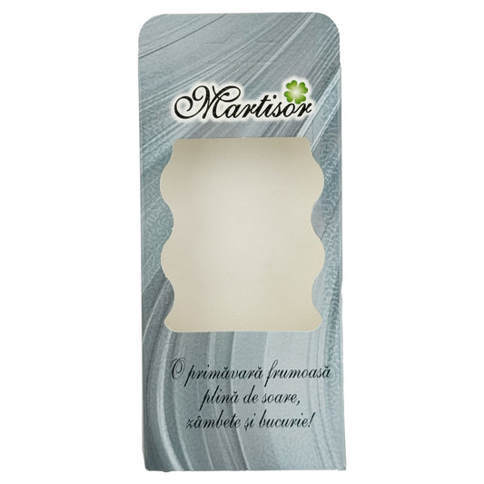 Ambalaje de Carton pentru Martisoare, Klevo, Set 200 Bucati, Cutii Brosa, Model Abstract, Albastru deschis
