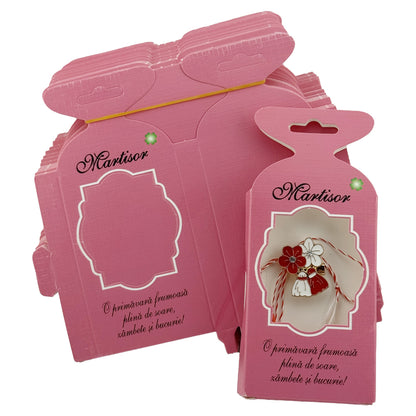 Ambalaje pentru Bratara Martisoare, Klevo, Set 200 Bucati, Cutii Brosa, Model Uniton, Roz