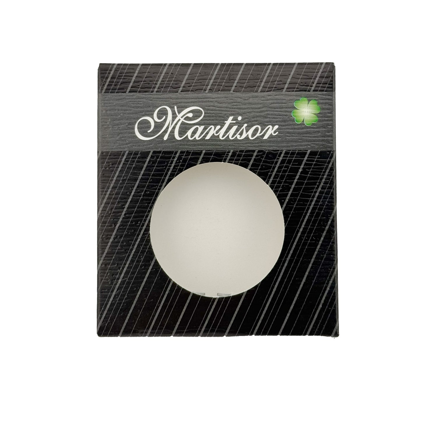 Ambalaje de Carton pentru Martisoare, Klevo, Set 200 Bucati, Cutii pentru Brosa Martisor, Model Negru cu Dungi, 8 x 7 cm,  Decupaj Central Rotund