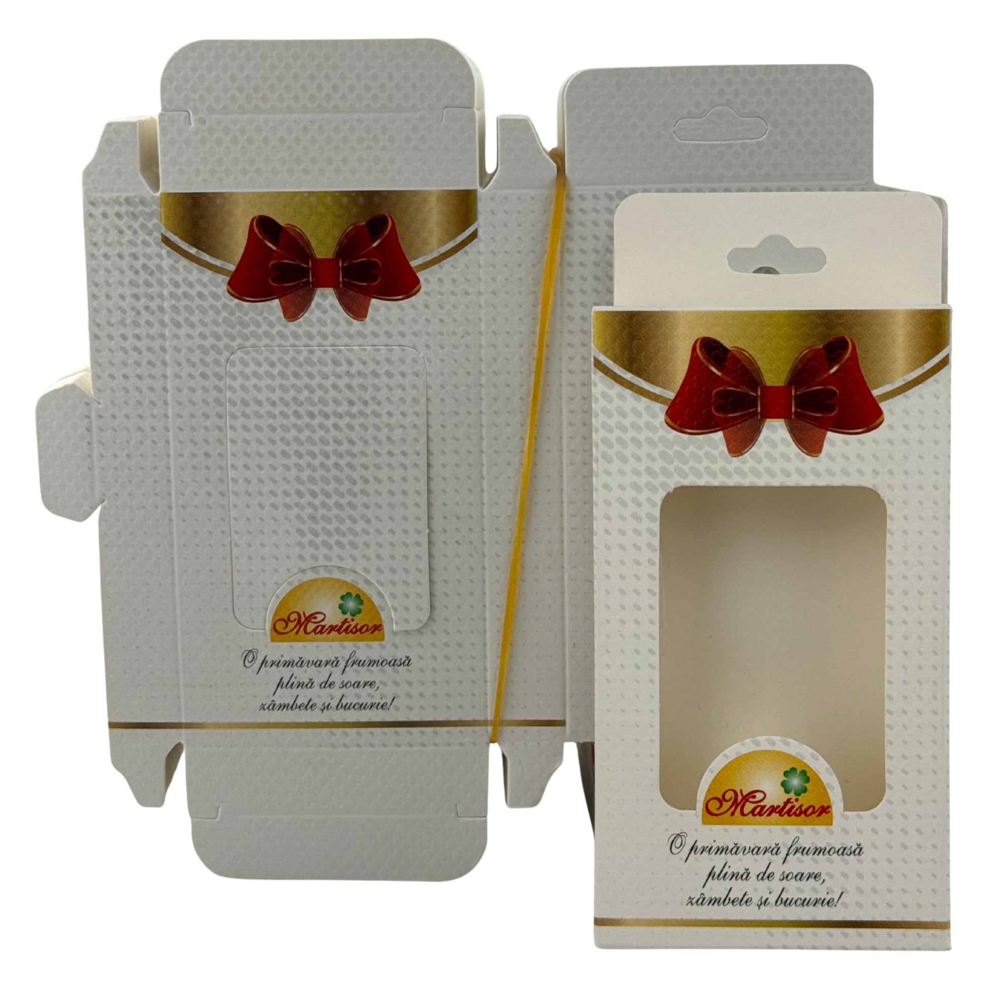 Set 200 Bucati Ambalaje de Carton pentru Martisoare, Klevo, Cutii Brosa, Model cu Funda, Alb