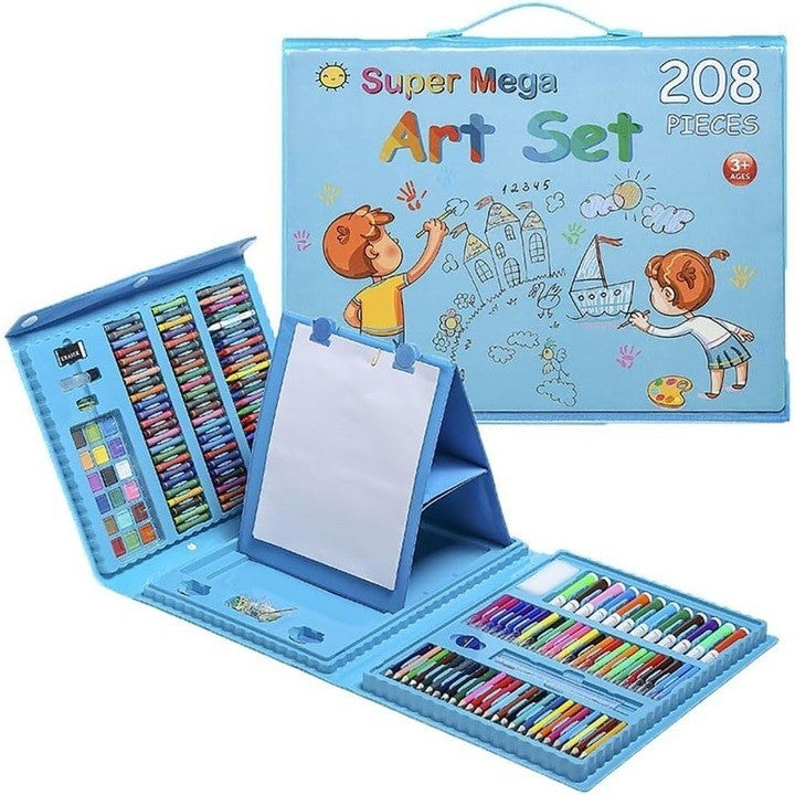 Set 208 Piese, Complet pentru Pictura si Desen, Klevo, Tip Servieta, 3-12 Ani, 32 x 27 x 5 cm, Albastru