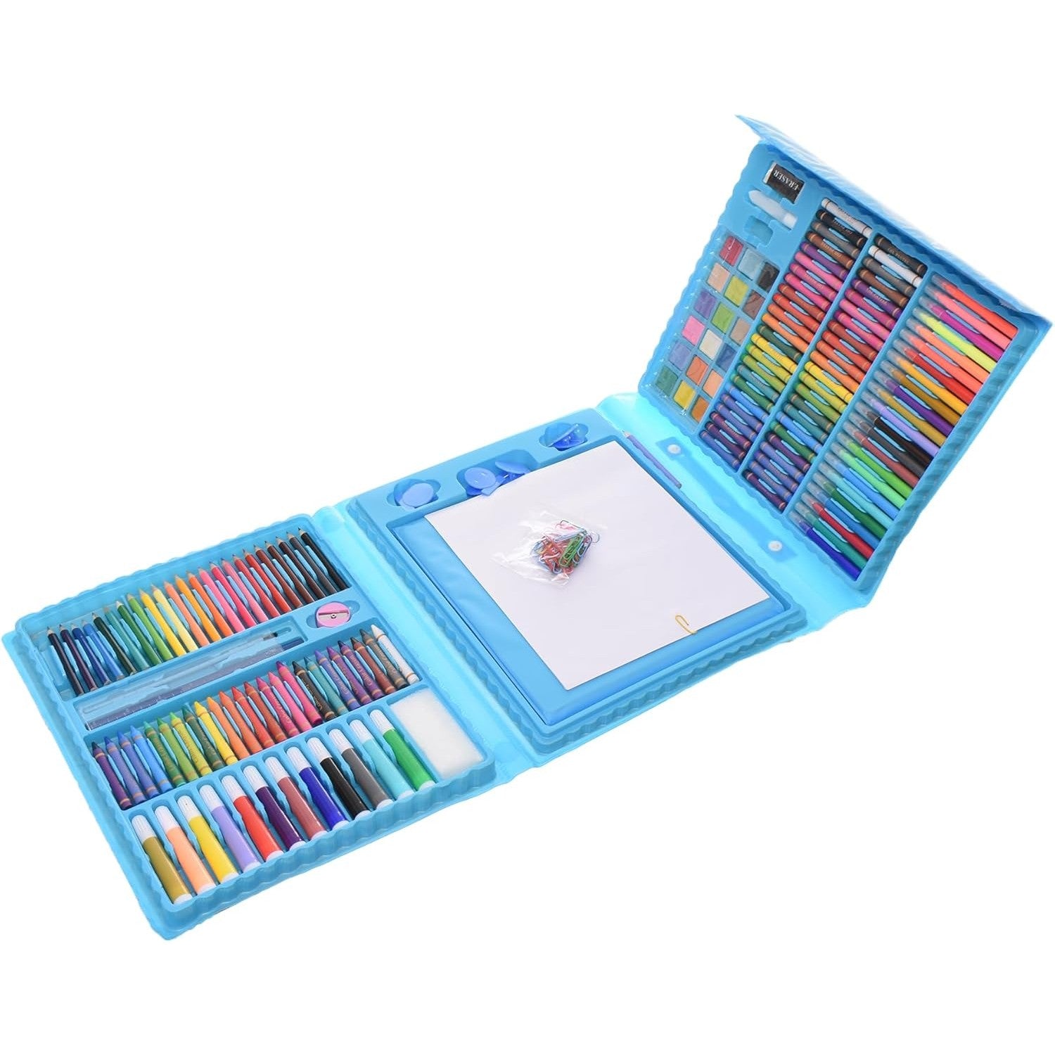 Set 208 Piese, Complet pentru Pictura si Desen, Klevo, Tip Servieta, 3-12 Ani, 40.5 x 5 x 30 cm, Albastru