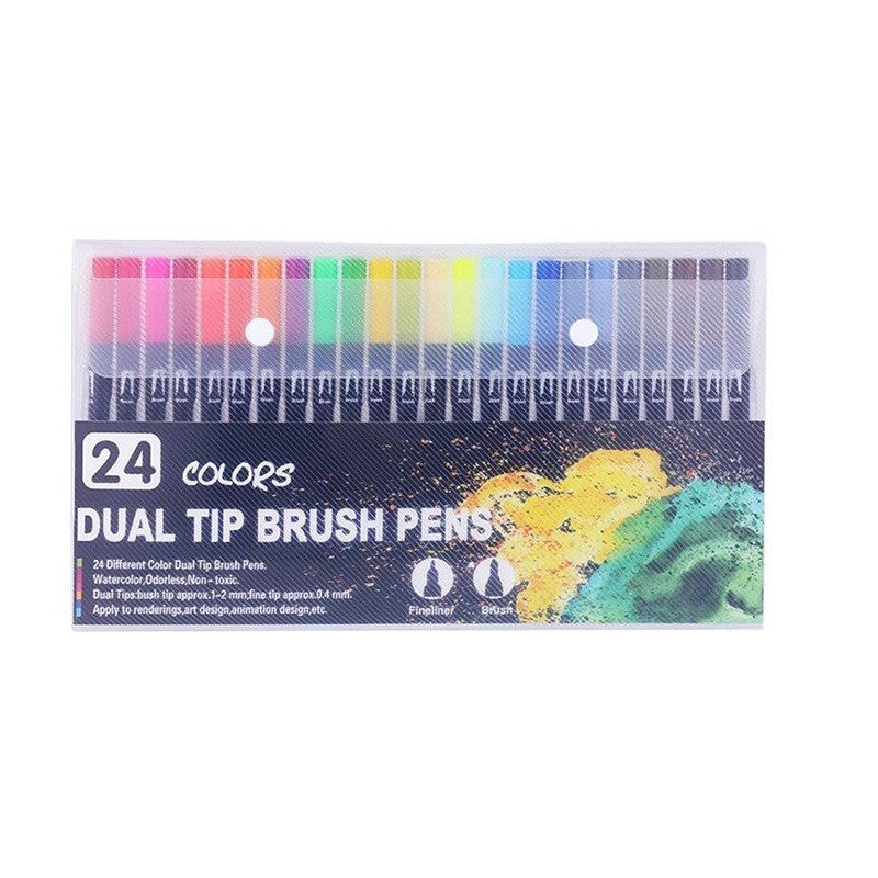 Set 24 Carioci, Klevo, pe Baza de Apa, 2 Tipuri de Varf, 1-2 mm, 0.4 mm, Corp Carioca Negru, din Plastic, Multicolor