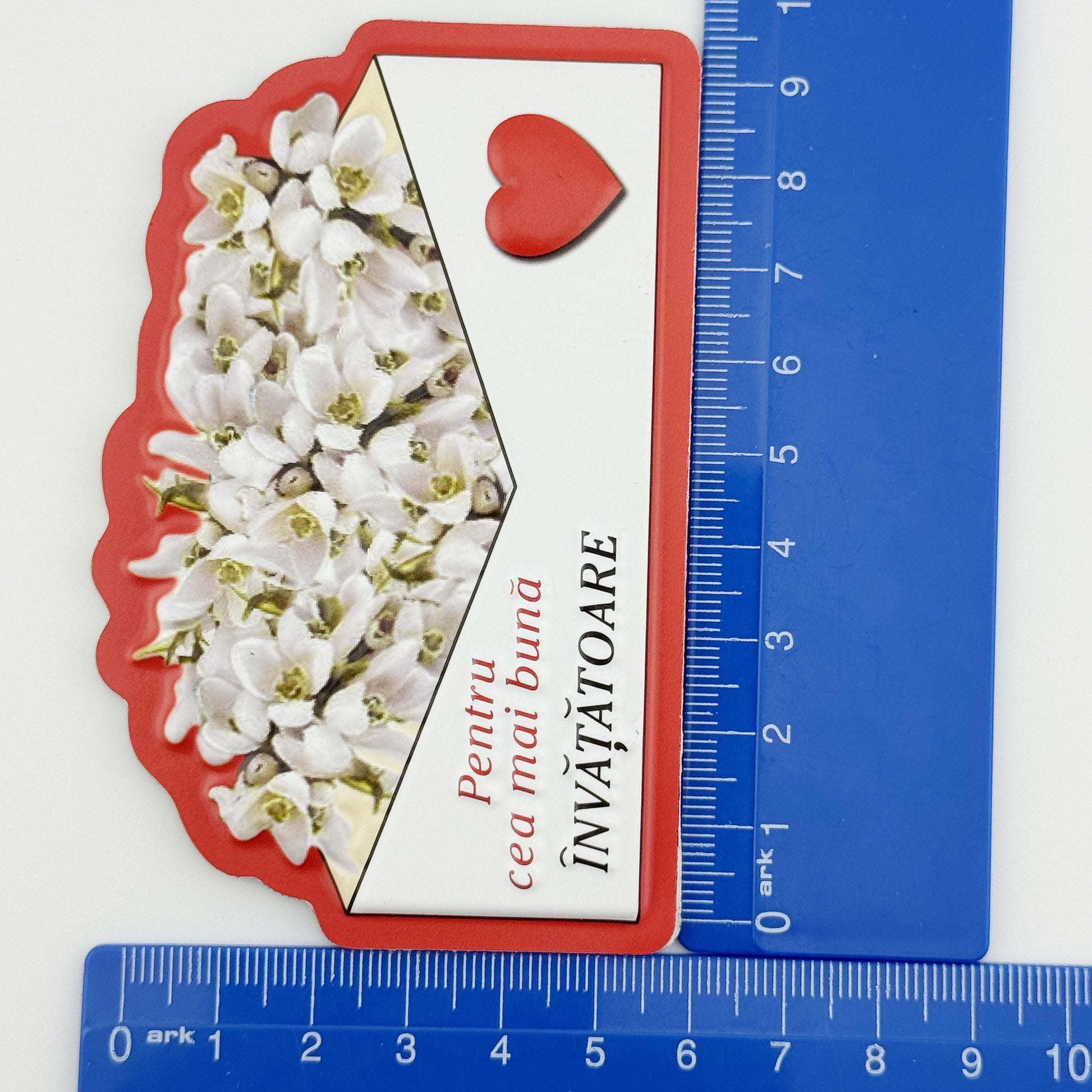 Martisor pentru Invatatoare, Klevo, Set 24 Bucati, Magnet Martisor pentru Frigider, Mesaj pentru Invatatoare, 10 x 6 cm, Alb Rosu