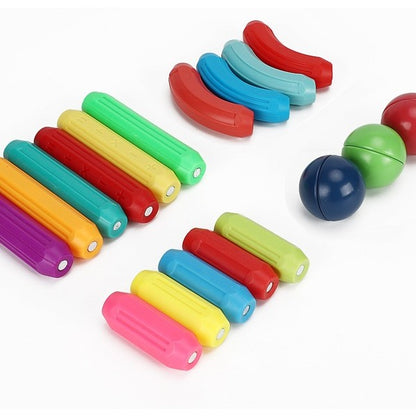 Set 25 de Piese Magnetice de Constructie, Klevo, Puzzle, Forme, 3 Ani, ABS, Magnet, 16x6x14 cm, Multicolor
