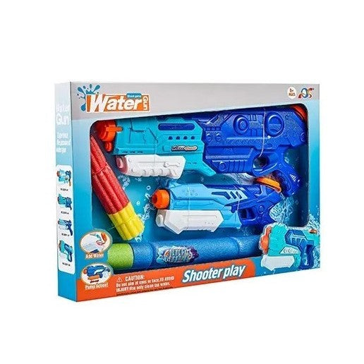 Set 2x Pistol cu Apa pentru Copii, Klevo, 6ani+, Albastru, 1x 900 ML +  1x 300 ML