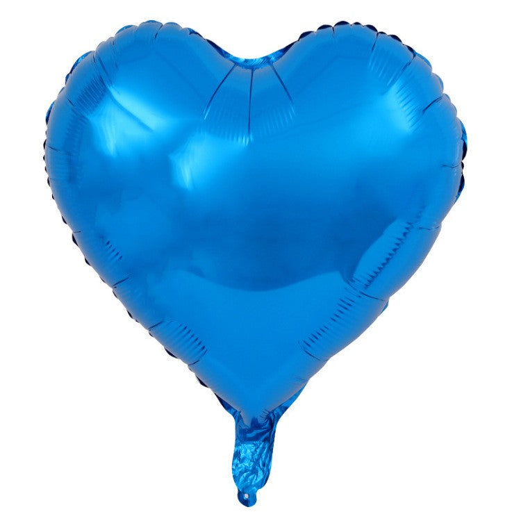 Set 3 Baloane din Folie Metalizata, Klevo, Figurina Inima, Tema Ziua Indragostitilor, 45 cm, Ambalaj Individual, Pai Inclus, Umflare cu Aer sau Heliu, Albastru/Argintiu