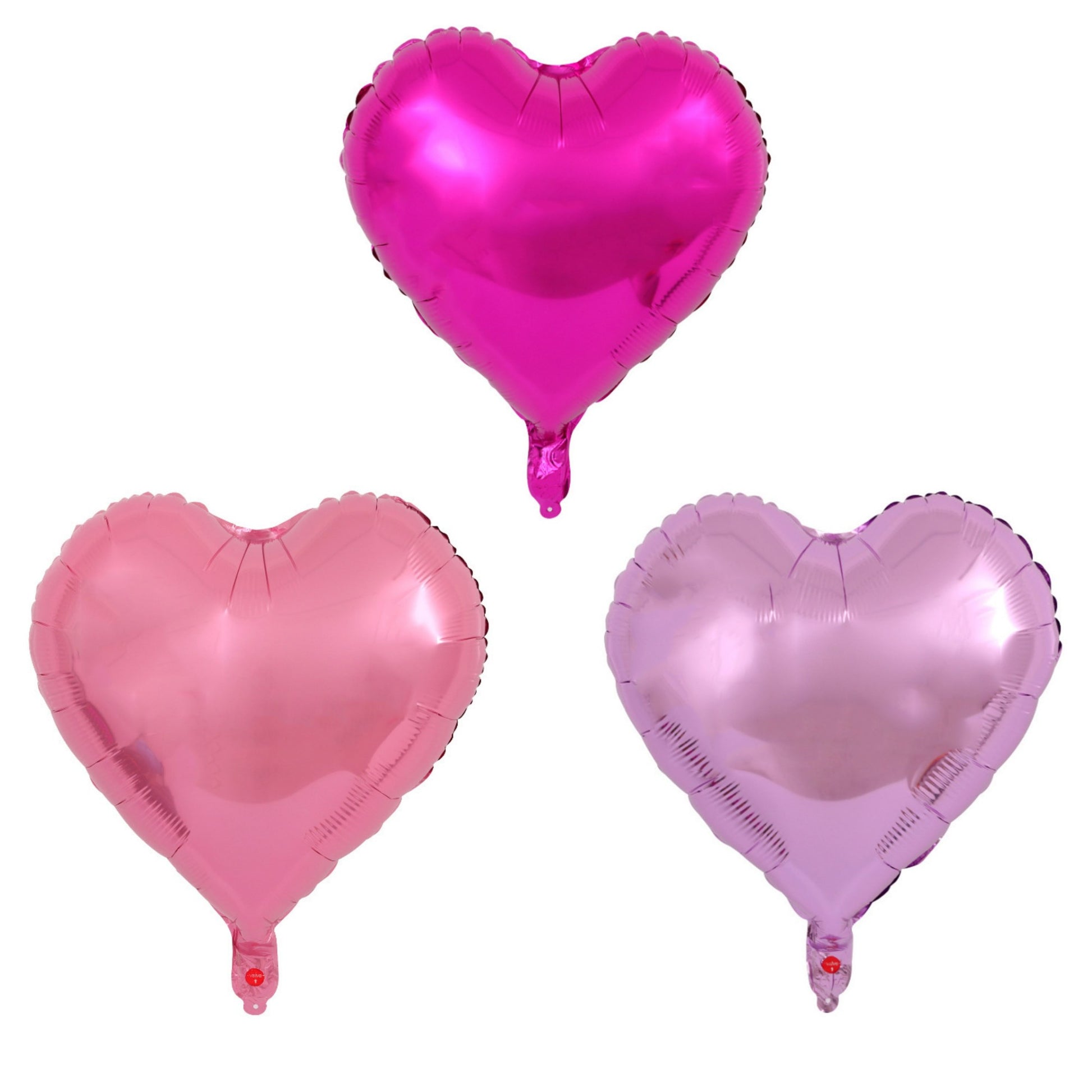Set 3 Baloane din Folie Metalizata, Klevo, Figurina Inima, Tema Ziua Indragostitilor, 45 cm, Ambalaj Individual, Pai Inclus, Umflare cu Aer sau Heliu, Roz