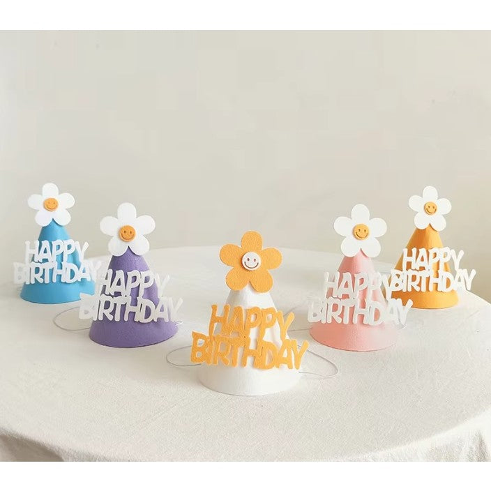 Set 3 Coifuri Happy Birthday, Klevo, pentru Petrecere, Tematica Aniversare, cu Floare din Spuma, Multicolor