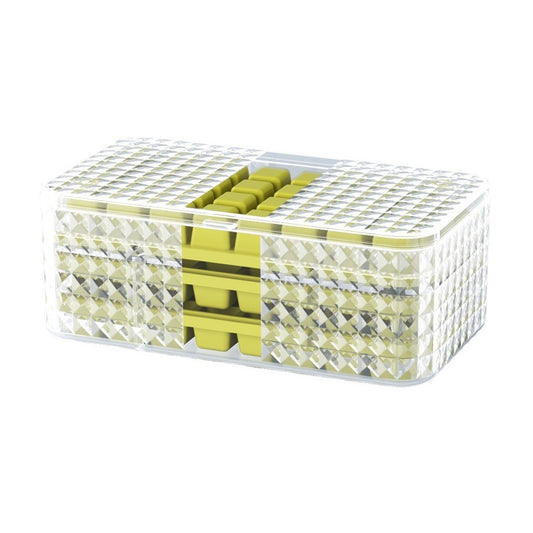 Set 3 forme pentru gheata si o caserola pentru depozitare Klevo, 96 de cuburi, verde