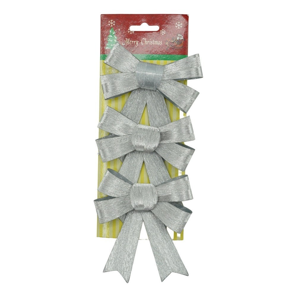 Set 3 fundite pentru brad, Argintii, 10 x 11 cm, din poliester, Klevo
