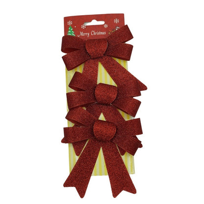 Set 3 fundite pentru brad, Rosii, cu sclipici, 10 x 11 cm, din poliester, Klevo