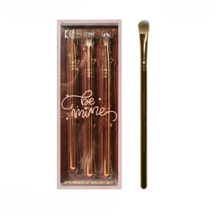 Set 3 Pensule de Machiaj, Klevo, Portabile, pentru Fard de Ochi, din Par Sintetic Moale, Auriu, 16.5x6.5x1.6 cm