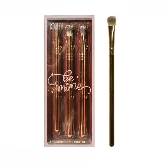 Set 3 Pensule de Machiaj, Klevo, Portabile, pentru Fard de Ochi, din Par Sintetic Moale, Auriu, 16.5x6.5x1.6 cm