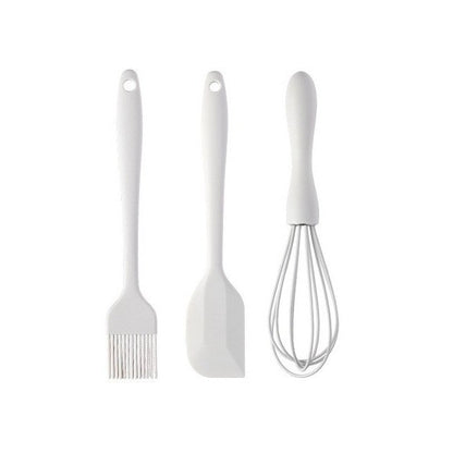 Set 3 Ustensile de Bucatarie, Klevo, din Silicon+Inox, Termorezistente, Antiaderente, 20 x 13 x 3 cm, Alb Ivory