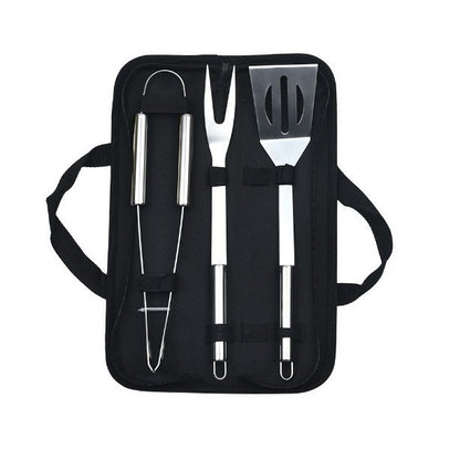 Set 3 Ustensile pentru Gratar, Klevo, din Otel Inoxidabil, Geanta Oxford, Argintiu