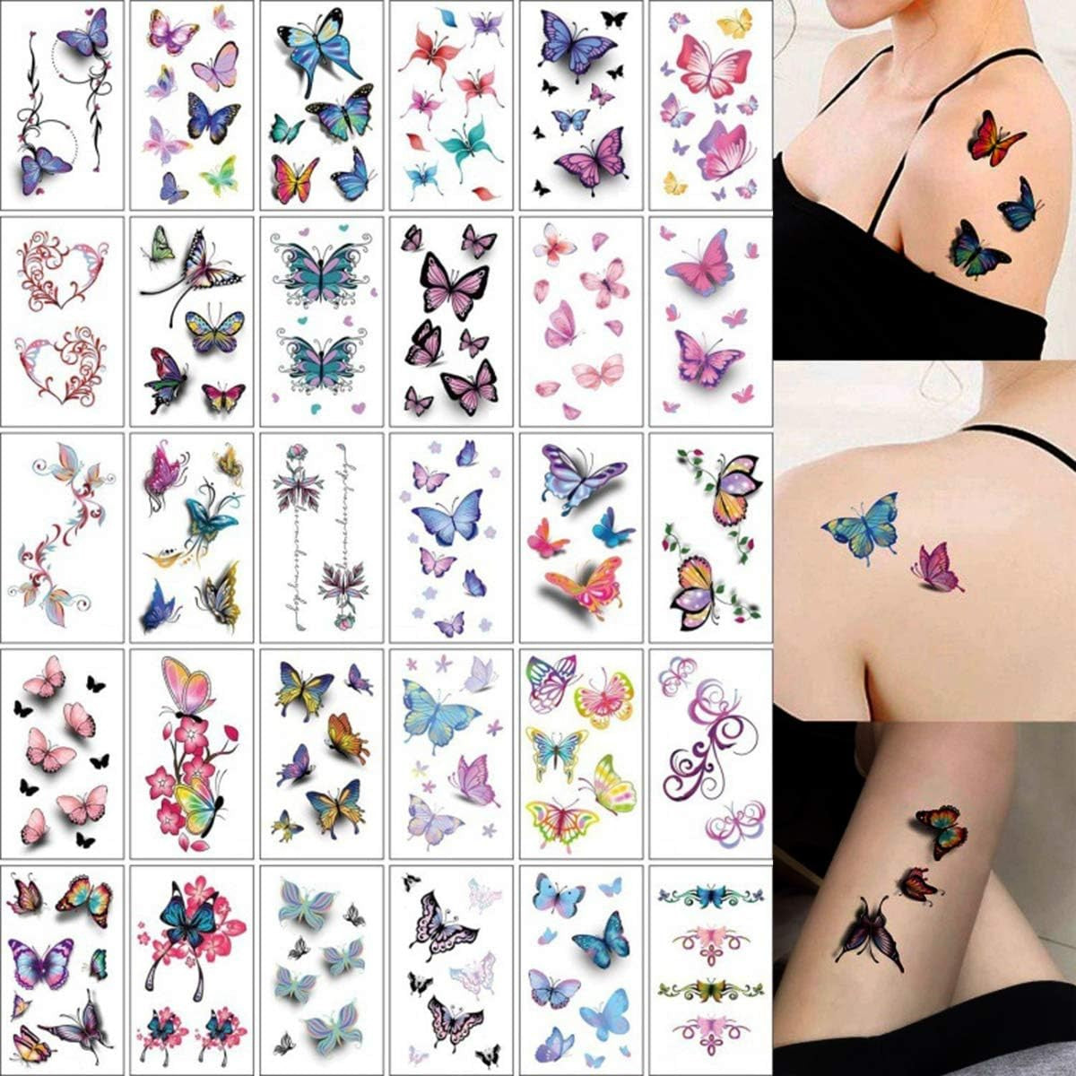 Set 30 Tatuaje Temporare, Klevo, pe Baza de Apa, Model 2, Multicolor