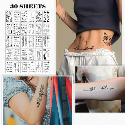 Set 30 Tatuaje Temporare, Klevo, pe Baza de Apa, Model 5, Negru