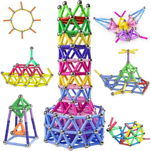 Set 308 Piese Betisoare Magnetice, Klevo, din Plastic/Magnet, +3 Ani, Multicolor