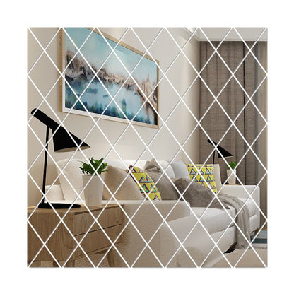 Set 32 de Oglinzi Autocolante pentru Perete, Klevo, sub Forma de Romb, Acril, 14.2x23.6x15.5 cm