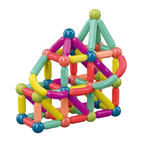 Set 36 piese magnetice de constructie, Klevo, Forme geometrice, Multicolor