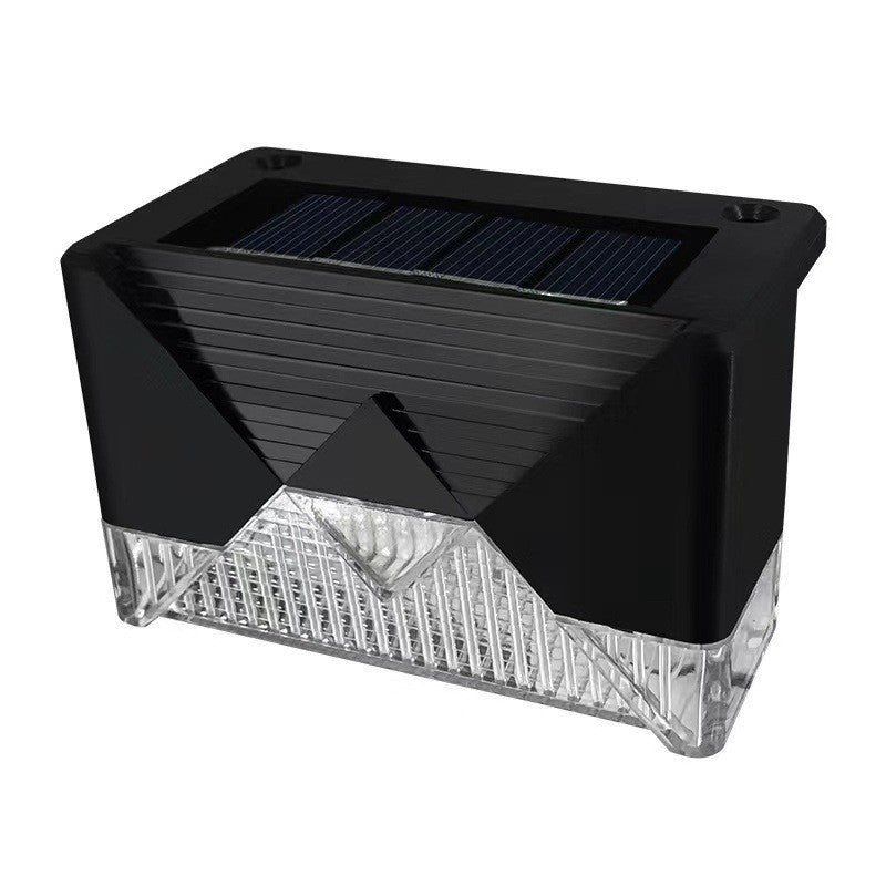 Set 4 Aplice Solare, Klevo, Lumina LED-uri, IP65, din ABS+PC, 8-10 h Iluminare, Baterie 1.2 V 600 mAh, Montare pe Trepte/Borduri, Lumina Alb Cald, 7.9 x 5 cm, Negru