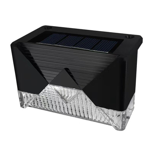 Set 4 Aplice Solare, Klevo, Lumina LED-uri, IP65, din ABS+PC, 8-10 h Iluminare, Baterie 1.2 V 600 mAh, Montare pe Trepte/Borduri, Lumina Alb Cald, 7.9 x 5 cm, Negru