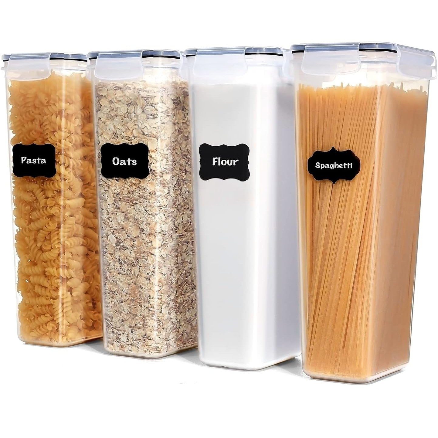 Set 4 Recipiente din Plastic, Klevo, pentru Alimente/Obiecte, Inchidere Ermetica, 4 x 2.8l, Transparent