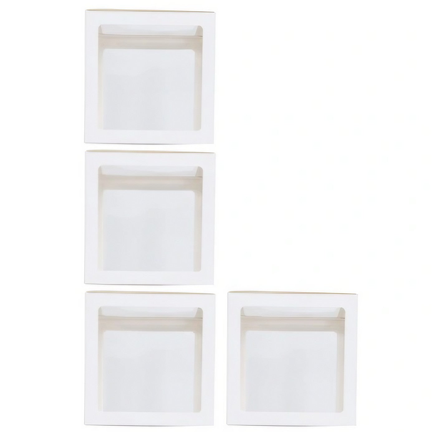Set 4 Cutii pentru Baloane, Klevo, Model Simplu, Tematica Aniversare, Cuburi Decorative din Plastic, Accesorii pentru Petrecere, 30 x30 cm, Transparente Contur Alb