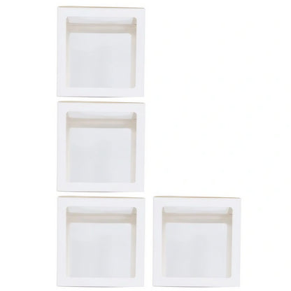 Set 4 Cutii pentru Baloane, Klevo, Model Simplu, Tematica Aniversare, Cuburi Decorative din Plastic, Accesorii pentru Petrecere, 30 x30 cm, Transparente Contur Alb