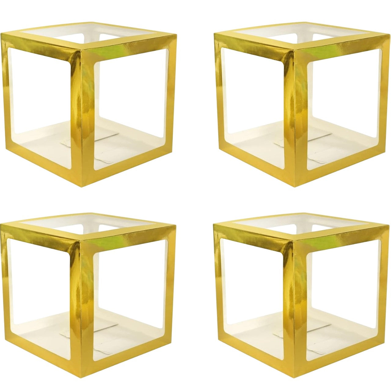 Set 4 Cutii pentru Baloane, Klevo, Model Simplu, Tematica Aniversare, Cuburi Decorative din Plastic, Accesorii pentru Petrecere, 30 x30 cm