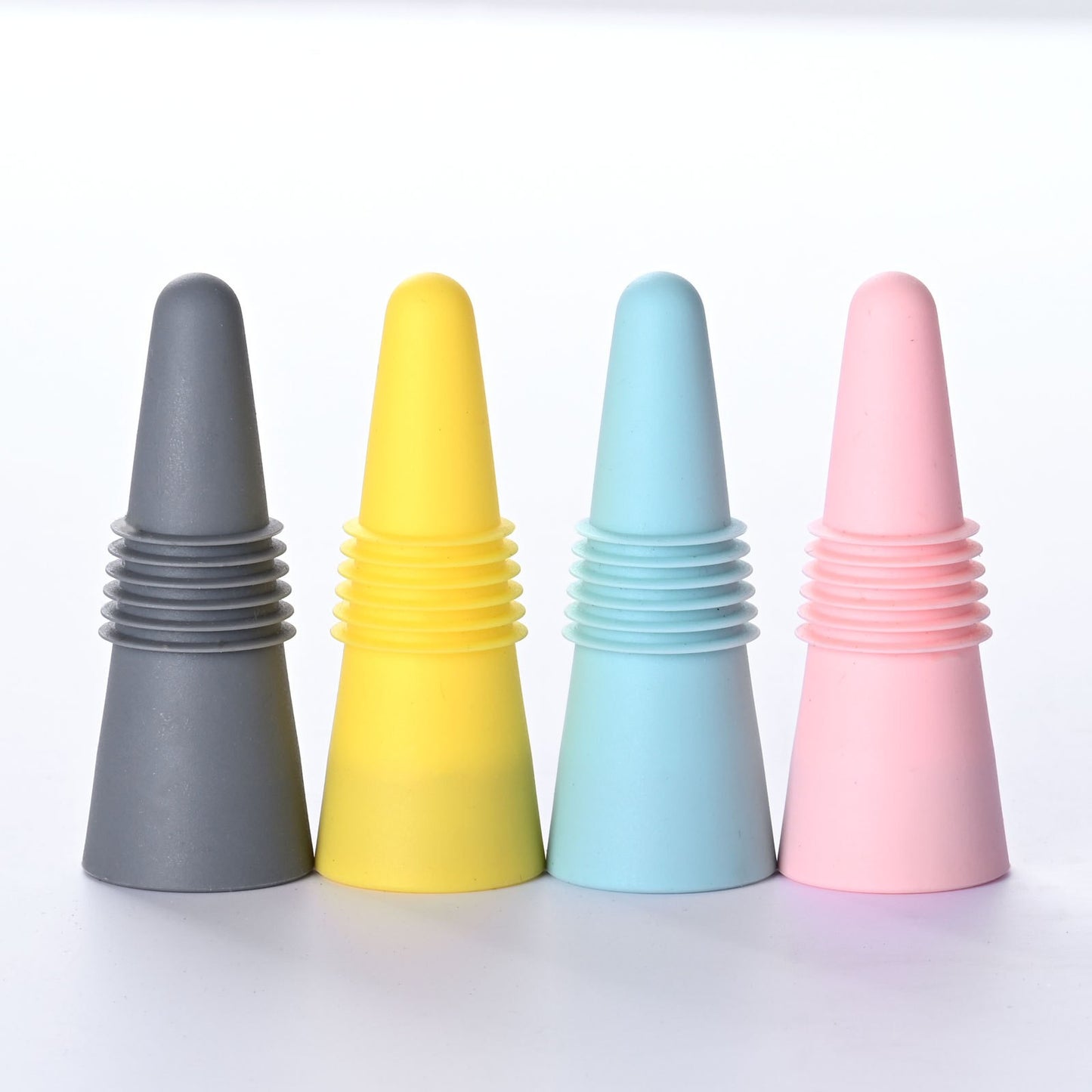 Set 4 dopuri reutilizabile din silicon Klevo, pentru sticle de vin, bautura, multicolor