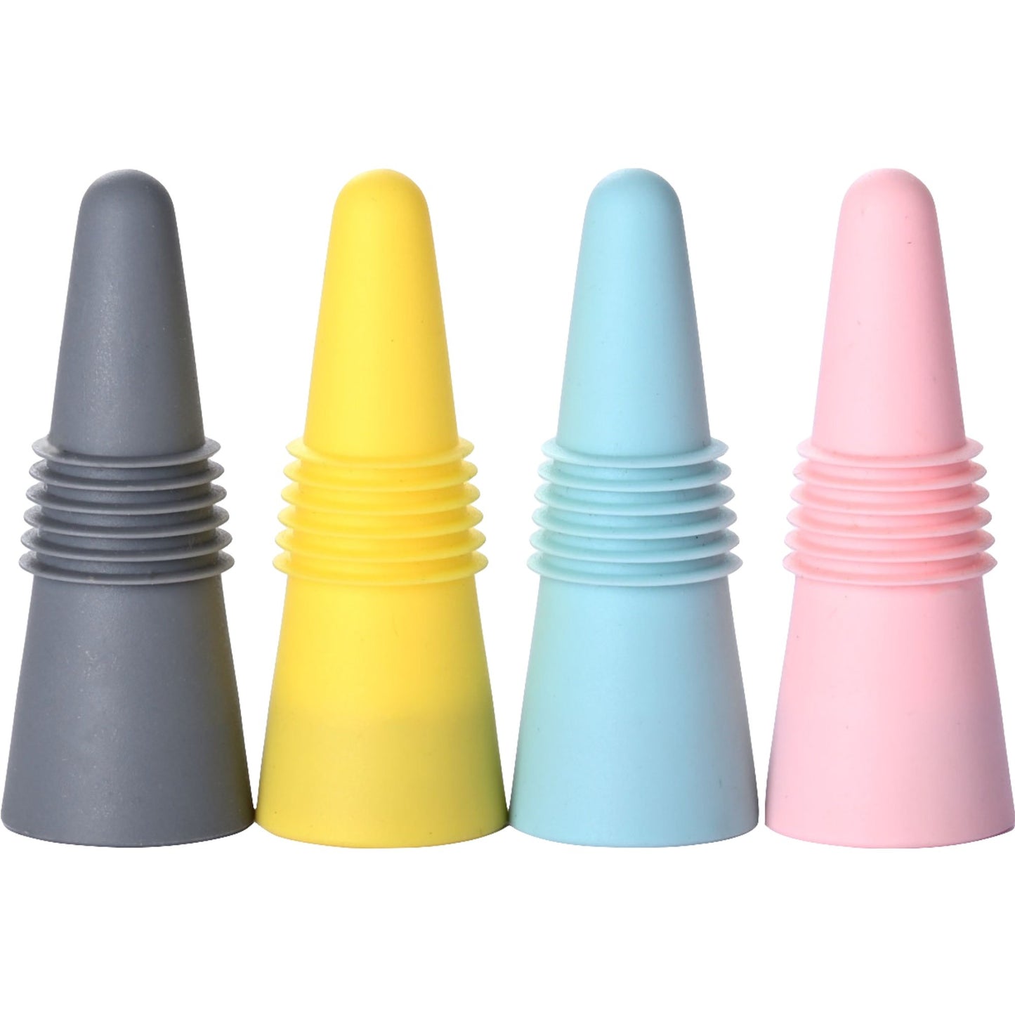 Set 4 dopuri reutilizabile din silicon Klevo, pentru sticle de vin, bautura, multicolor
