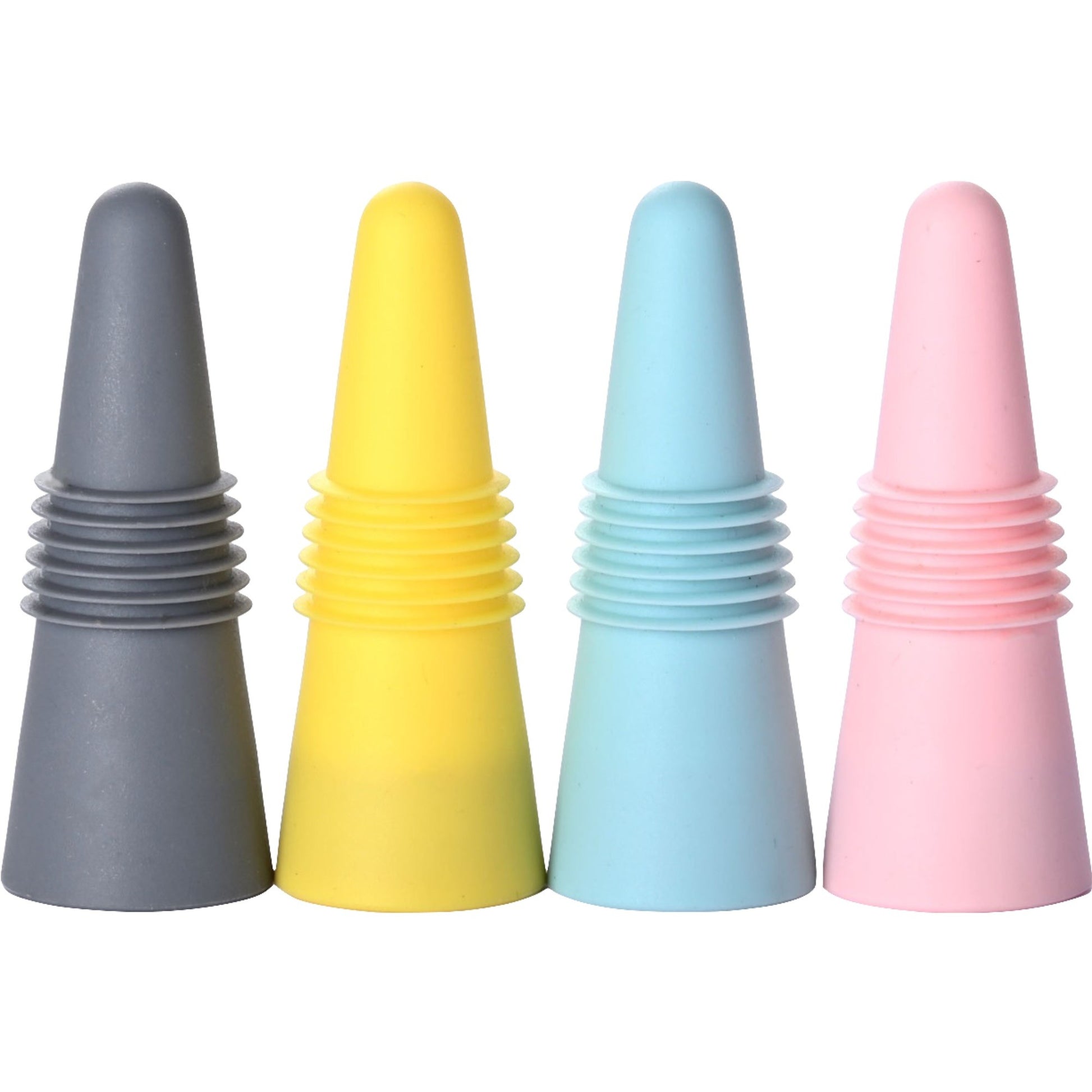 Set 4 dopuri reutilizabile din silicon Klevo, pentru sticle de vin, bautura, multicolor
