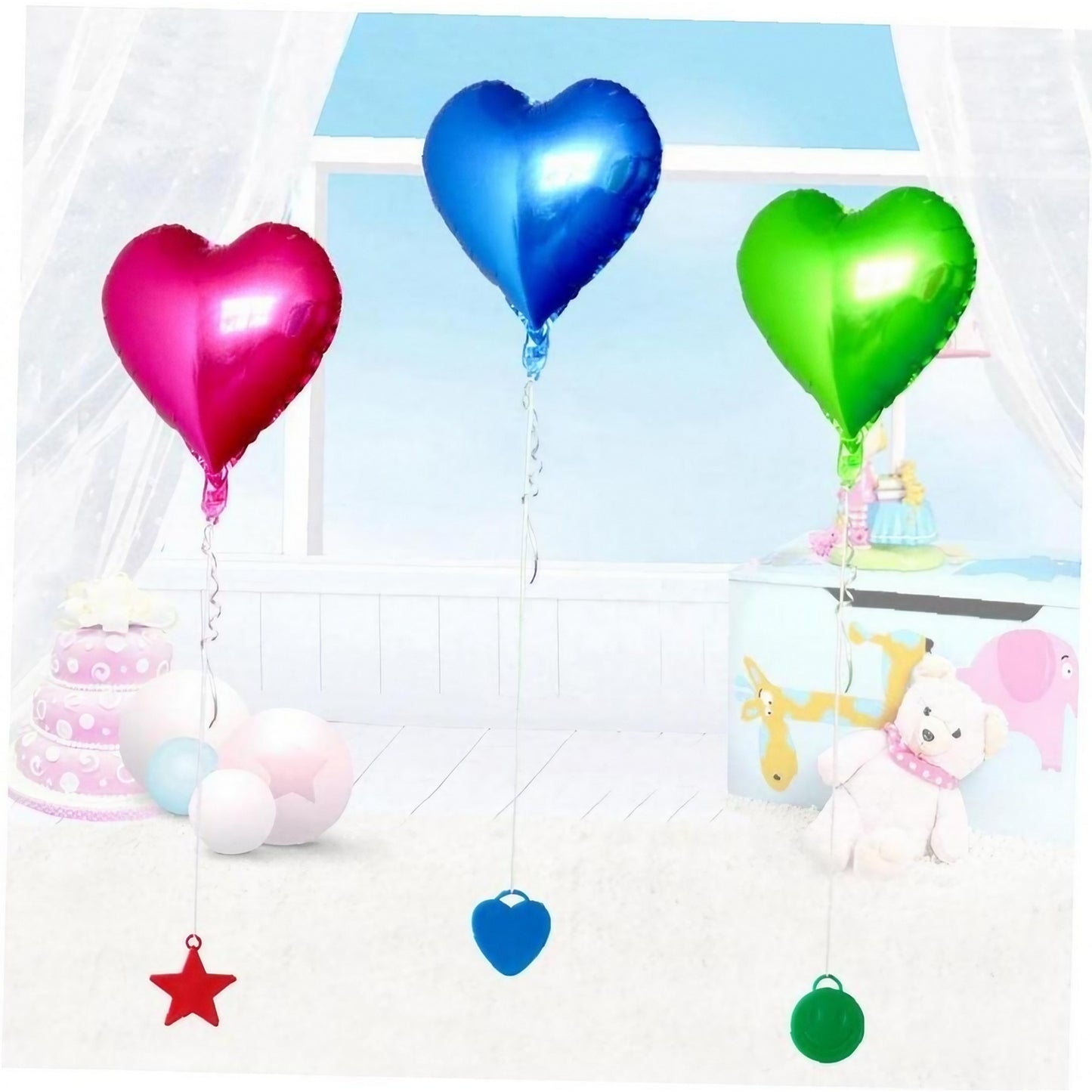 Set 4 Greutati pentru Baloanele cu Heliu, Klevo, 32 grame, 8 grame Fiecare, Plastic, Forma Stelute, Multicolor
