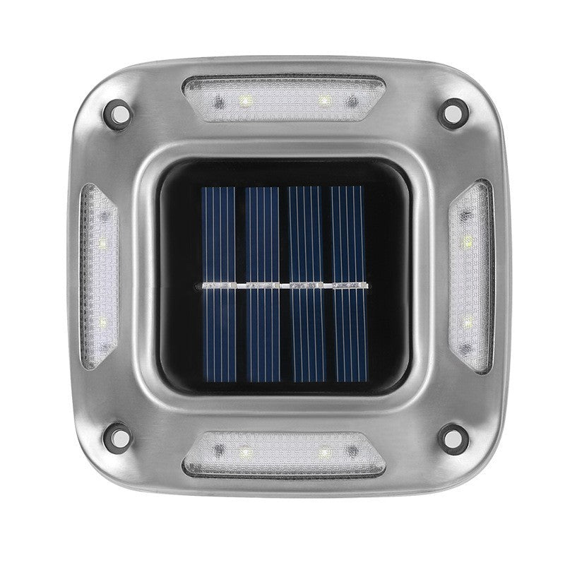 Set 4 Lampi Solare, Klevo, 8 LED-uri, IP65, din ABS+PC, 6-12 h Iluminare, Baterie 1.2 V 600 mAh, Montare pe Perete/Pamant, Lumina Alb Cald, 9 x 9 x 5.5 cm, Gri