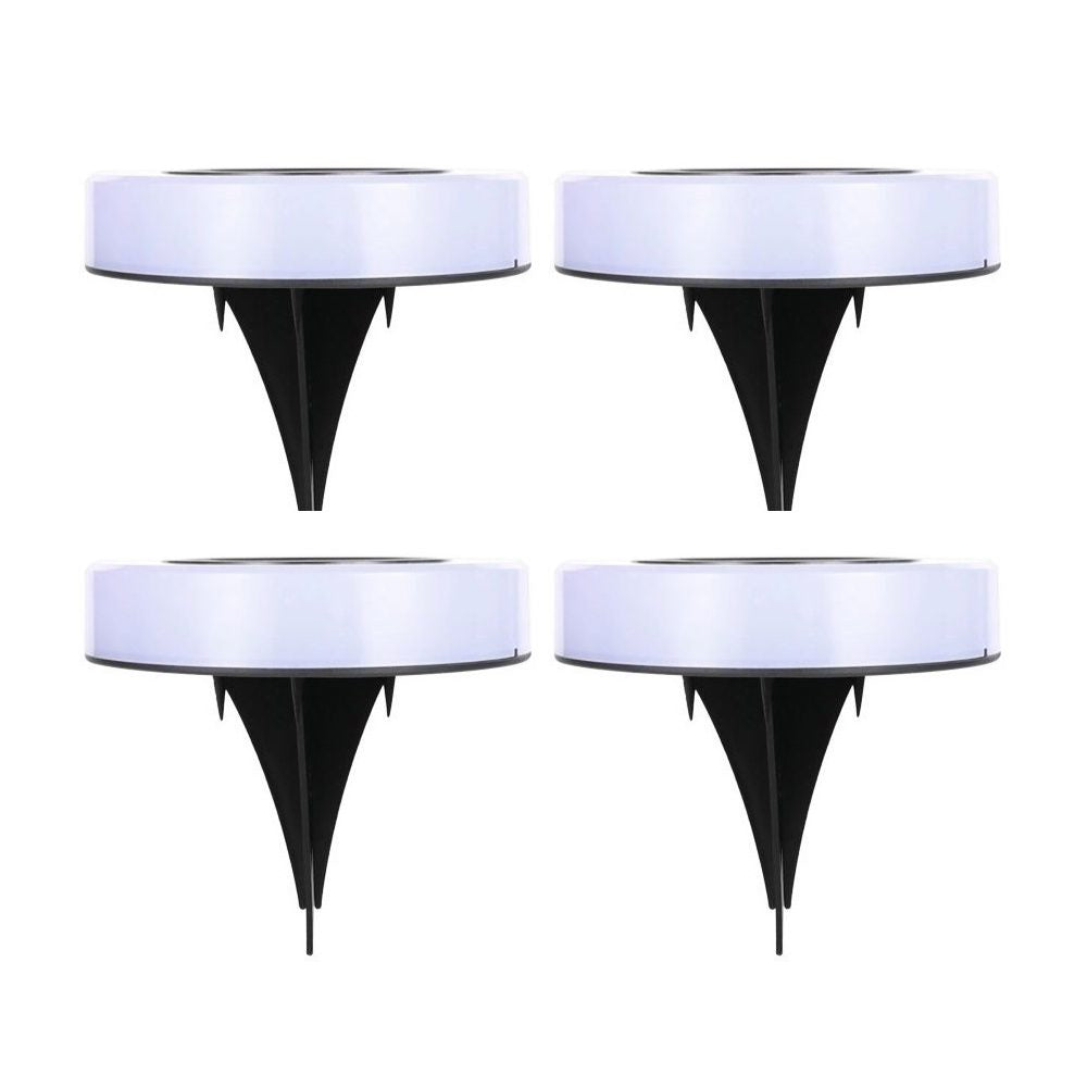 Set 4 Lampi Solare Led pentru Gradina, Klevo, Model Cerc, 10.5 x 2.4 cm, Buton On-Off, Multicolor, Negru/Alb