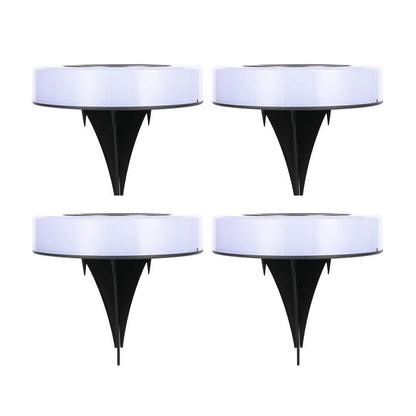 Set 4 Lampi Solare Led pentru Gradina, Klevo, Model Cerc, 10.5 x 2.4 cm, Buton On-Off, Multicolor, Negru/Alb