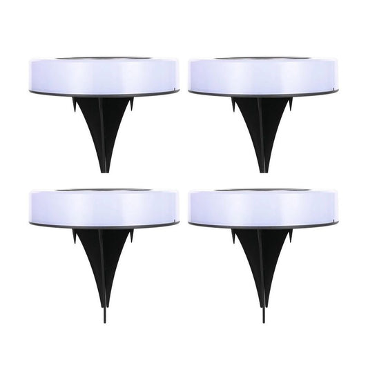 Set 4 Lampi Solare Led pentru Gradina, Klevo, Model Cerc, 10.5 x 2.4 cm, Buton On-Off, Multicolor, Negru/Alb