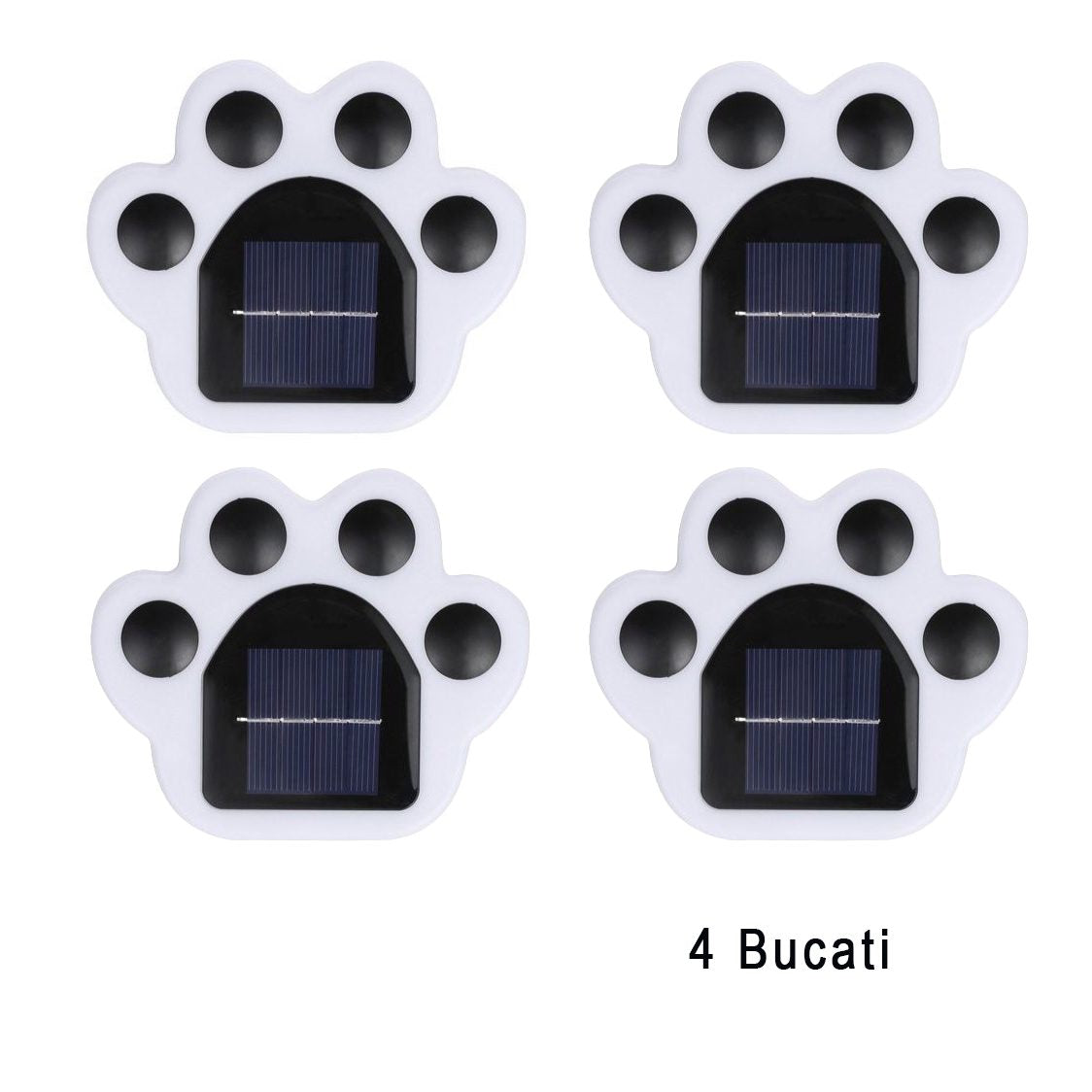 Set 4 Lampi Solare Led pentru Gradina, Klevo, Model Laba de Urs, 14 x 13 x 3 cm, Buton On-Off, Multicolor, Negru/Alb
