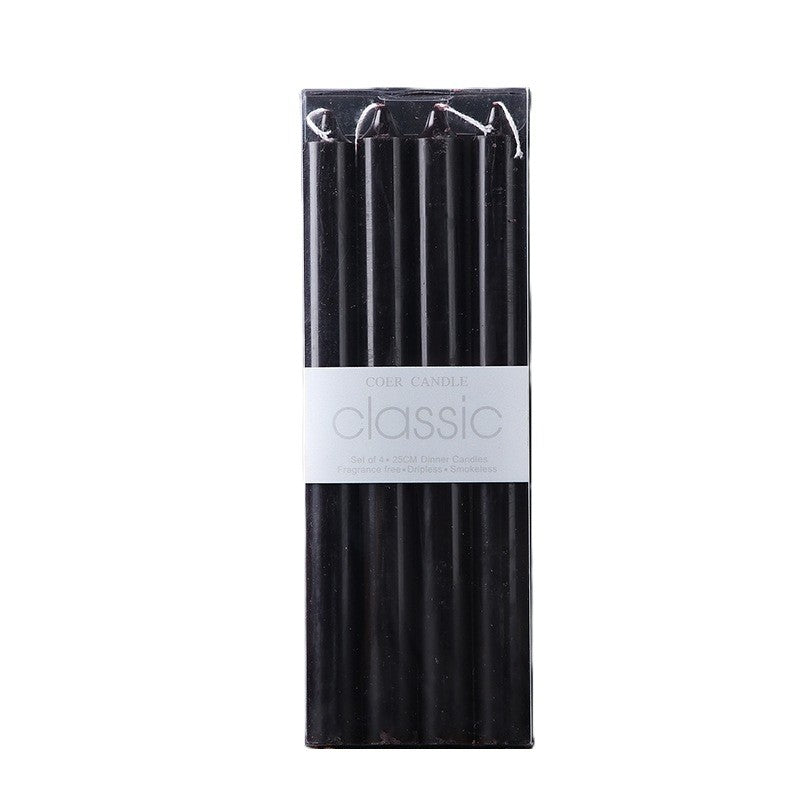 Set 4 Lumanari, Klevo, pentru Suport de Masa, Fara Miros si Fum, din Parafina, 2.2 x 25 cm, Negru
