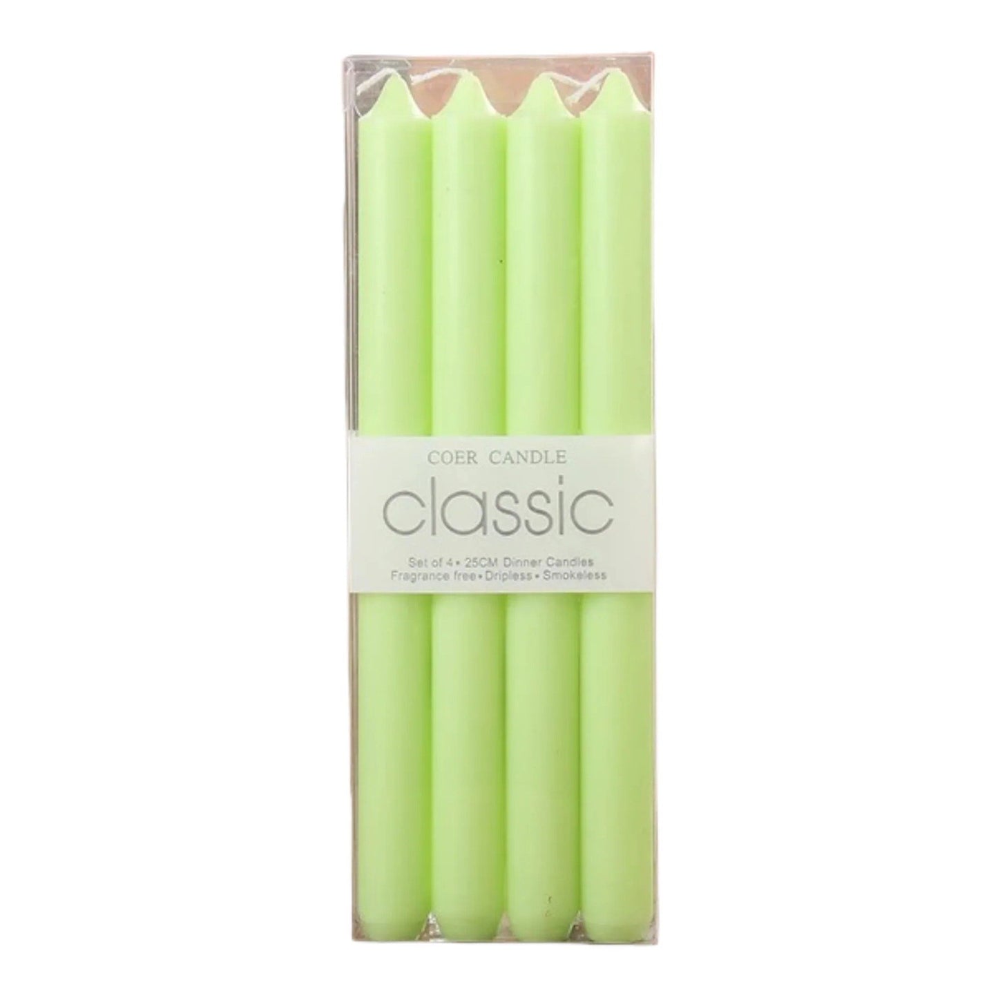Set 4 Lumanari, Klevo, pentru Suport de Masa, Fara Miros si Fum, din Parafina, 2.2 x 25 cm, Verde