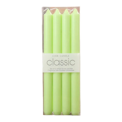 Set 4 Lumanari, Klevo, pentru Suport de Masa, Fara Miros si Fum, din Parafina, 2.2 x 25 cm, Verde