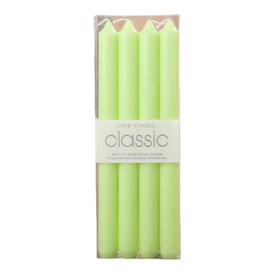 Set 4 Lumanari, Klevo, pentru Suport de Masa, Fara Miros si Fum, din Parafina, 2.2 x 25 cm, Verde