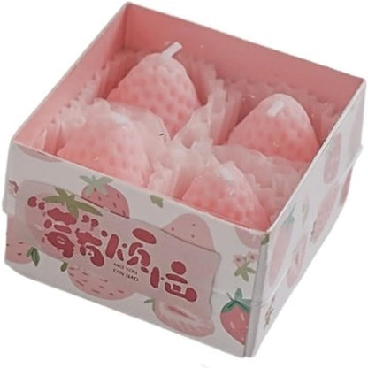 Set 4 Lumanari Parfumate, Klevo, Model Capsunici, Ardere 30 min, 52g, 6.3 x 6.3 x 3.8 cm, Roz