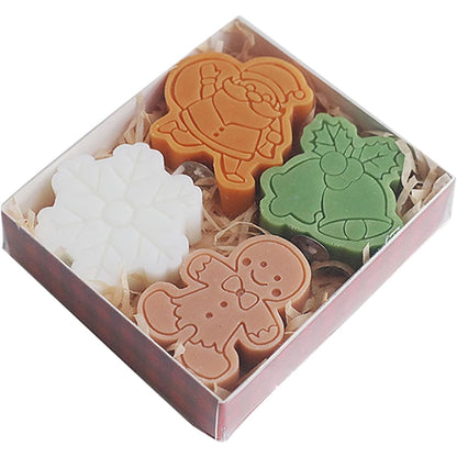 Set 4 Lumanari Parfumate, Klevo, Tema Craciun, din Parafina, 10.2 x 9.1 x 2.7 cm, Multicolor