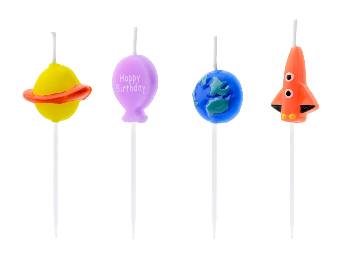 Set 4 Lumânări tort Spațiu, mix, 2-3cm
